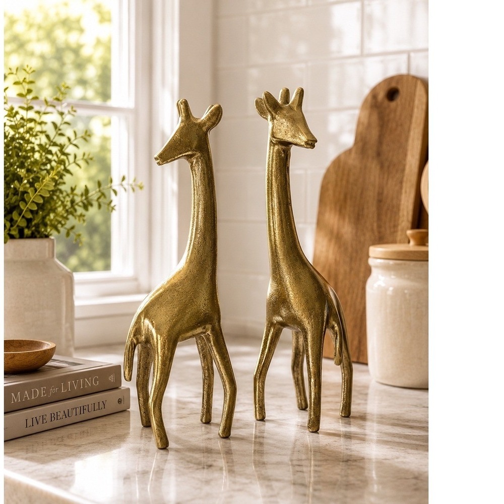 Nate Berkus Gold Giraffe Figurines Brass Tone Decorative Set of 2